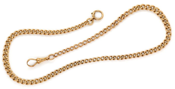 Foto 1 - Rotgold Taschenuhrkette oder Halskette antik im Verlauf, K2710