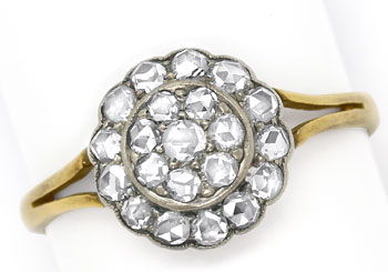 Foto 1 - Original alter Ring mit 0,64ct Diamantrosen Gold Silber, S9018